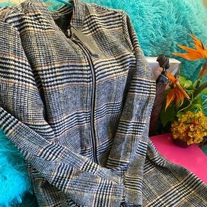 JustFab Brand New Dressy Zip Front Plaid Jacket- M